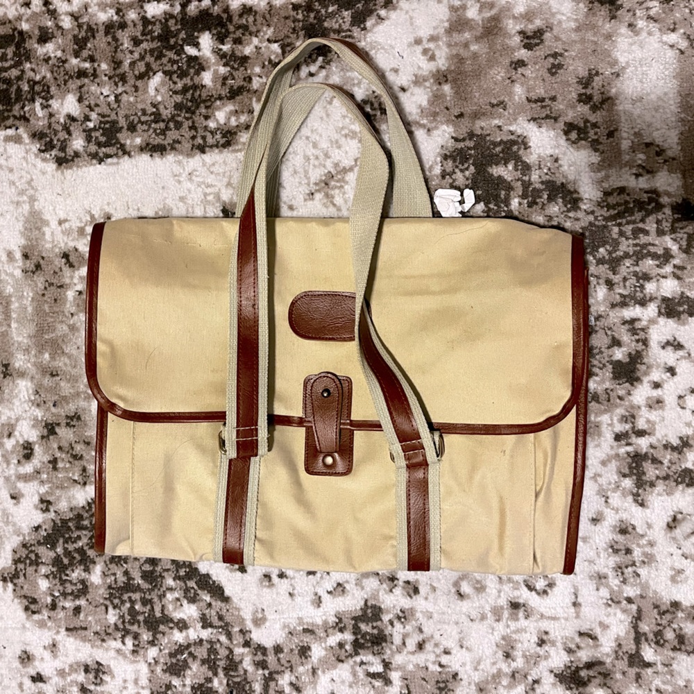 Canvas and leather messenger bag